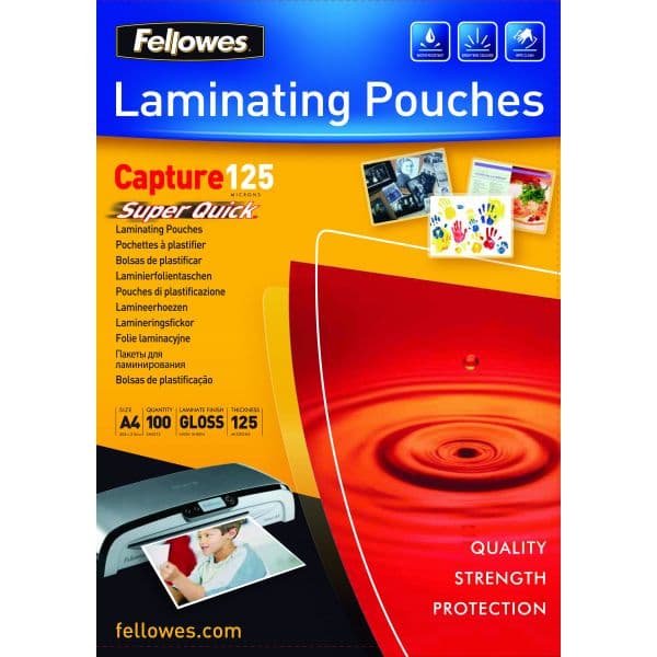 Fellowes Bolsas de Plastificar Premium SuperQuick A4 125 Microns Brilhante