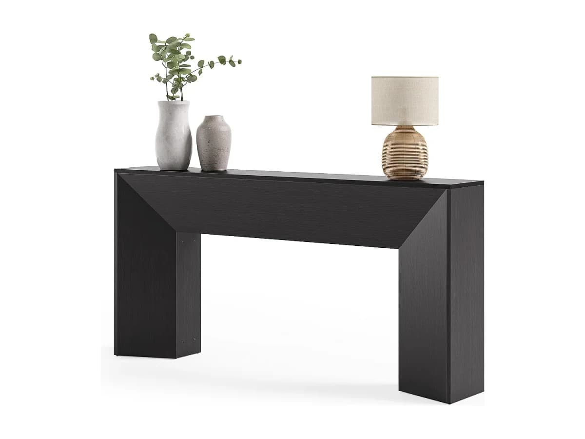 Mesa de Entrada em Console, Mesa de Sofá Extra Longa Preta de 160cm para Sala de Estar