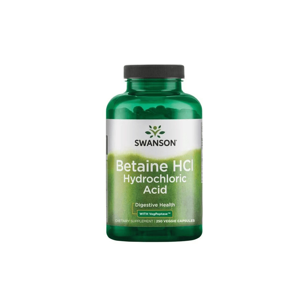 Betaine HCl Hydrochloric Acid with VegPeptase 250 Veggie Capsules