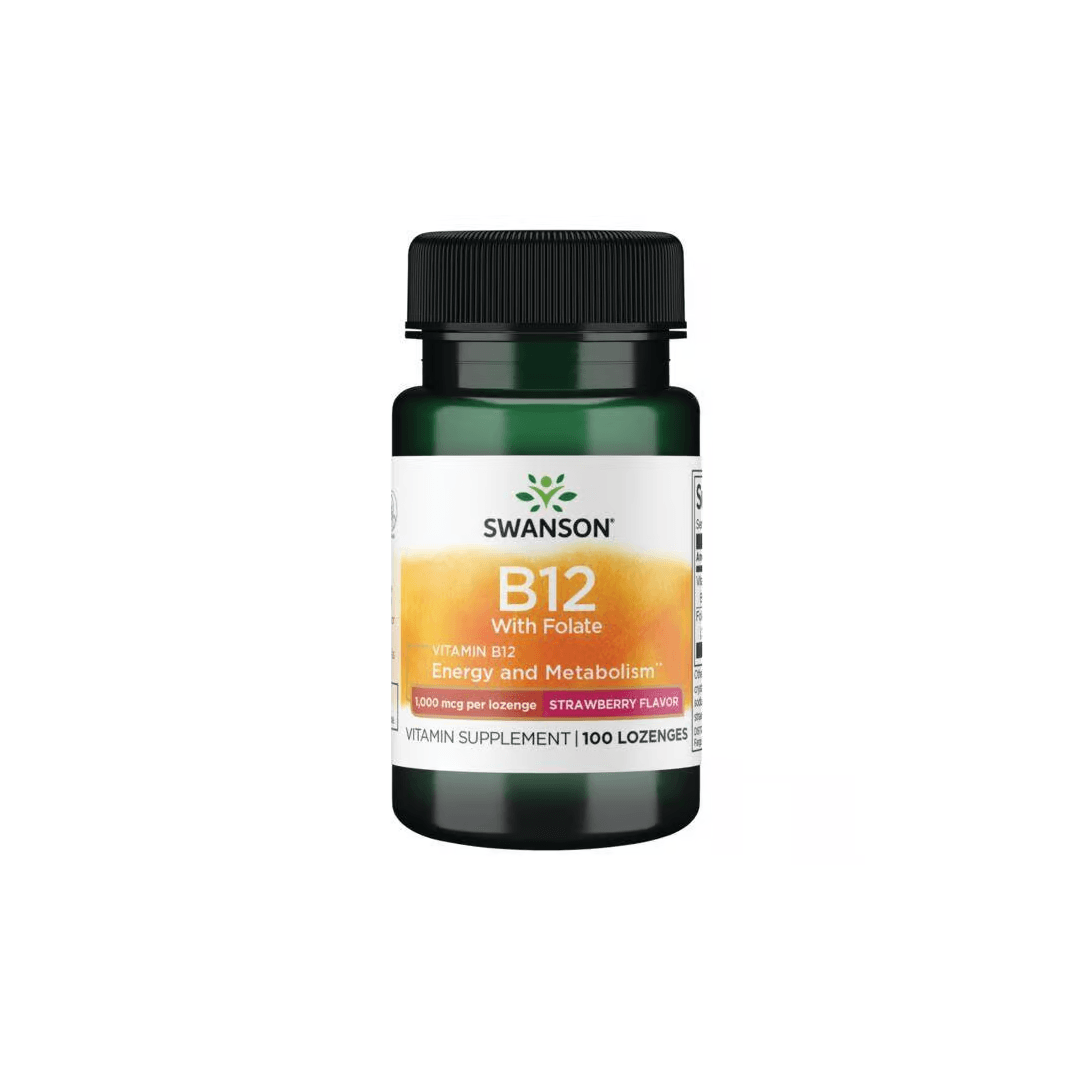Vitamin B12 with Folate 100 Lozenges - Strawberry Flavor
