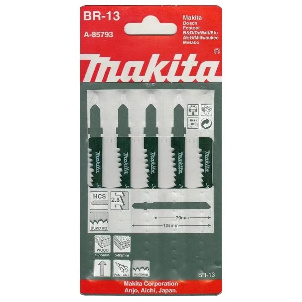 Folhas de serra BR13 p/madeira 5pç refª A-85793 MAKITA - A-85793 - Ferramentaspro.pt