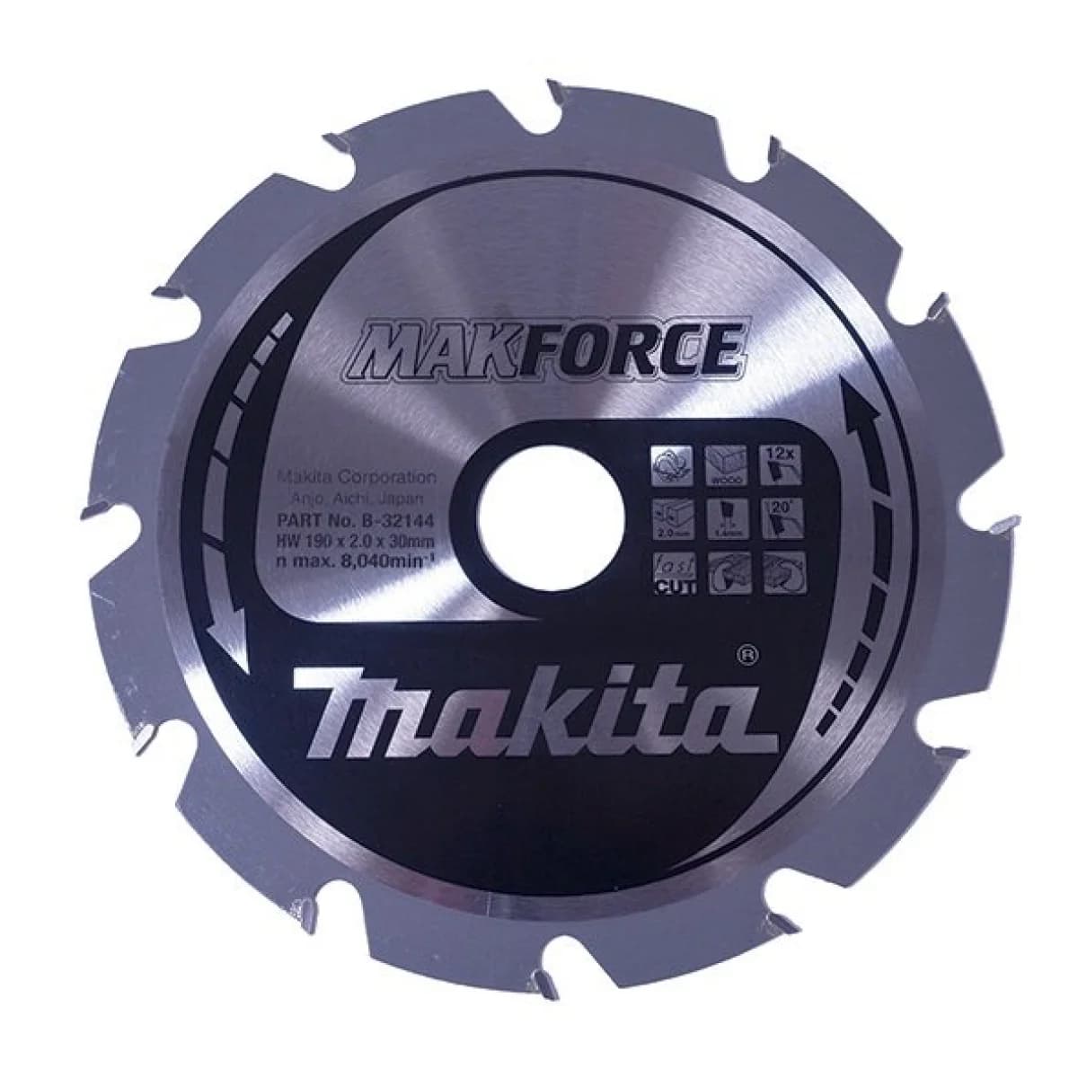 Disco HM 190x30mm 12D M-FORCE refª B-32035 MAKITA - B-32144 - Ferramentaspro.pt