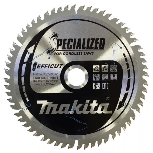 Makita Lâmina de Serra Circular EFFICUT B-69864 para Madeira 165mm 60 Dentes