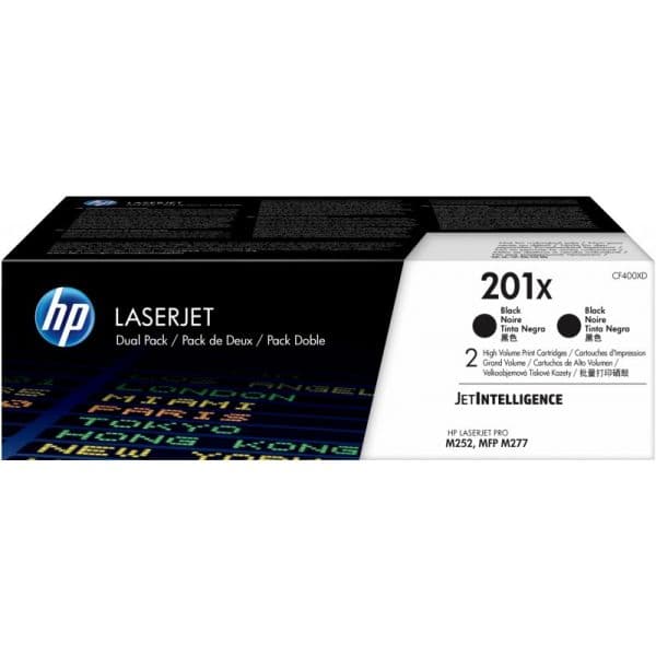 HP Toner 201X 2-pack High Yield Black Original LaserJet Toner Cartridges CF400XD