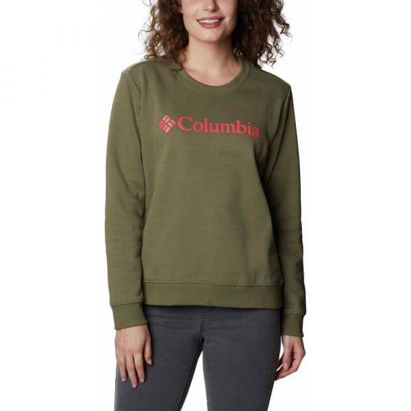 Columbia Logo Crew Sweatshirt Verde S Mulher