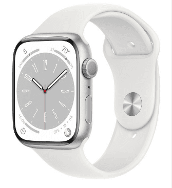 Apple Watch Series 8 GPS 45mm Alumínio Prateado c/ Bracelete Desportiva Branca