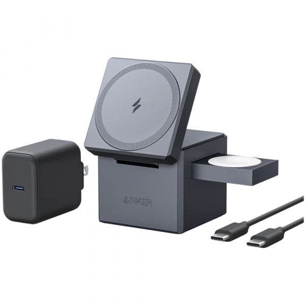 Anker Carregador Wireless Anker 3-in-1 Cube com MagSafe 15W Cinza - Y1811G11