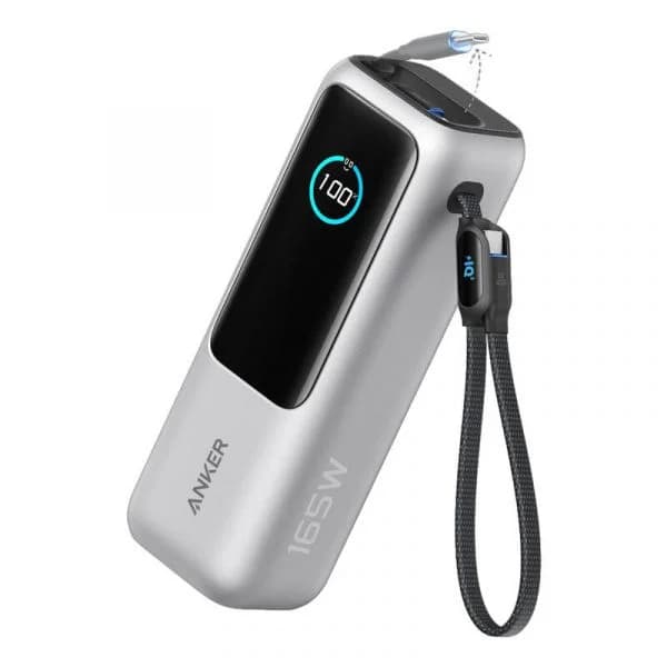 Powerbank Anker Laptop (25K, 165W, Cabo Integrado e Retráctil) Prateado