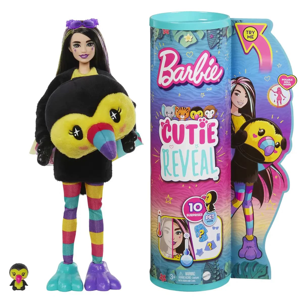 Barbie Cutie Reveal Amigos da Selva Tucano
