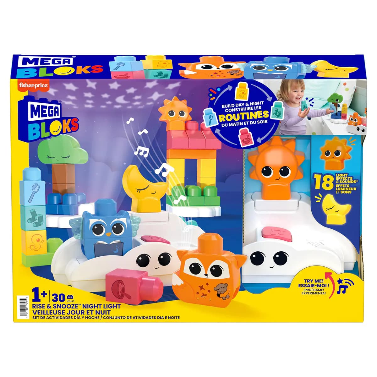 Mega Bloks Levantar e Dormir Lâmpada de Noite 30 Peças - HTH43