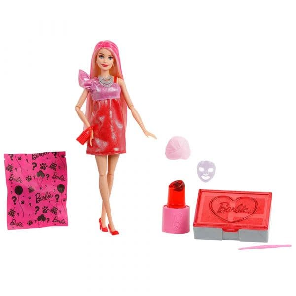 Barbie Party Unboxed Boneca e Acessórios com 10 Surpresas, Incluindo Mudança de Cor Modelos Sortidos