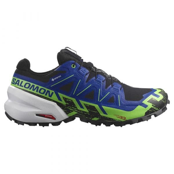Salomon Sapatilhas de Trail Running Spikecross 6 Goretex Black / Surf The Web / Green Gecko 47 1/3
