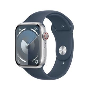 Apple Watch Series 9 GPS + Cellular 45mm Alumínio Prateado c/ Bracelete Desportiva Azul Trovoada - Small/Medium - MRMG3QL/A