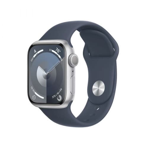 Apple Watch Series 9 GPS 41mm Alumínio Prateado c/ Bracelete Desportiva Azul Trovoada - Medium/Large - MR913QL/A