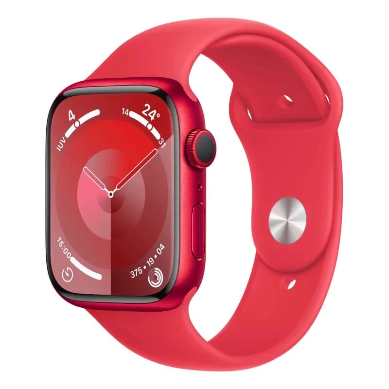 Apple Watch Series 9 GPS 45mm Alumínio (PRODUCT)RED c/ Bracelete Desportiva (PRODUCT) RED - Small/Medium - MRXJ3QL/A