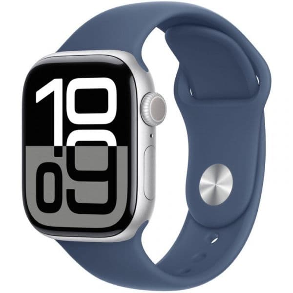 Apple Watch Series 10 GPS 42mm Alumínio Silver c/ Bracelete Desportiva Denim - Small/Medium