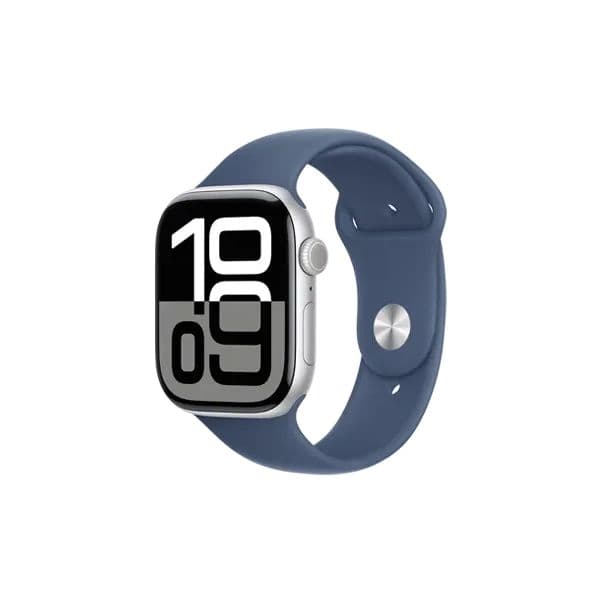 Apple Watch Series 10 GPS 46mm Alumínio Silver c/ Bracelete Desportiva Denim - Small/Medium