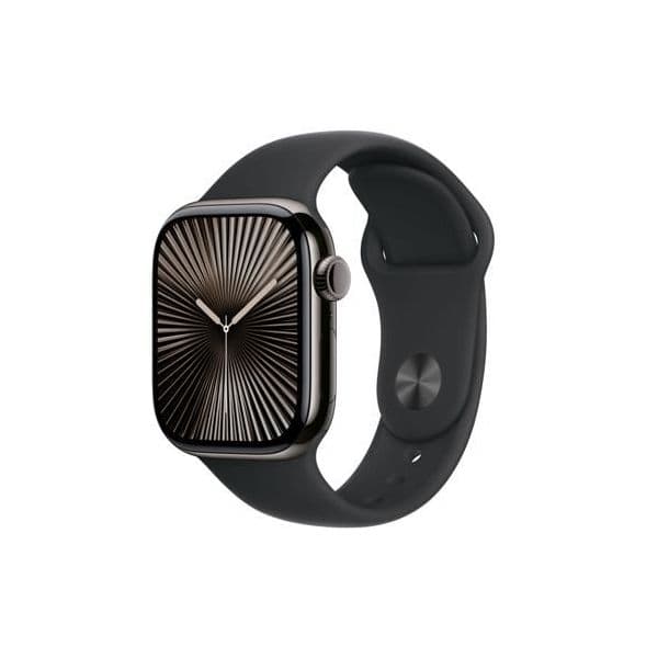 Apple Watch Series 10 GPS + Cellular 42mm Titanium Slate c/ Bracelete Desportiva Black - Medium/Large