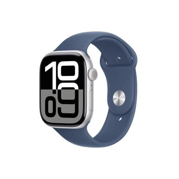 Apple Watch Series 10 GPS + Cellular 46mm Alumínio Silver c/ Bracelete Desportiva Denim - Small/Medium