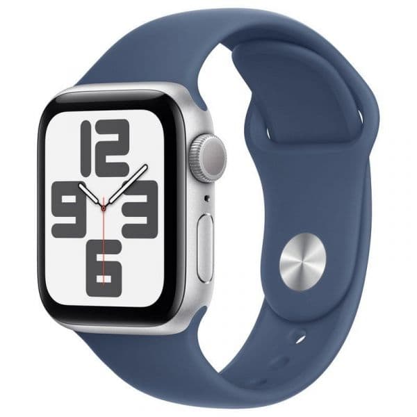 Apple Watch SE (2024) GPS 40mm Alumínio Silver c/ Bracelete Desportiva Blue Denim - Small/Medium