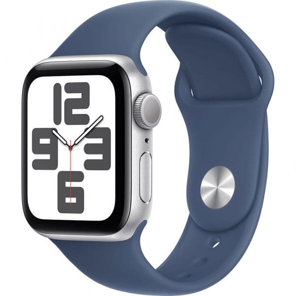 Apple Watch SE (2024) GPS 40mm Alumínio Silver c/ Bracelete Desportiva Denim - Medium/Large