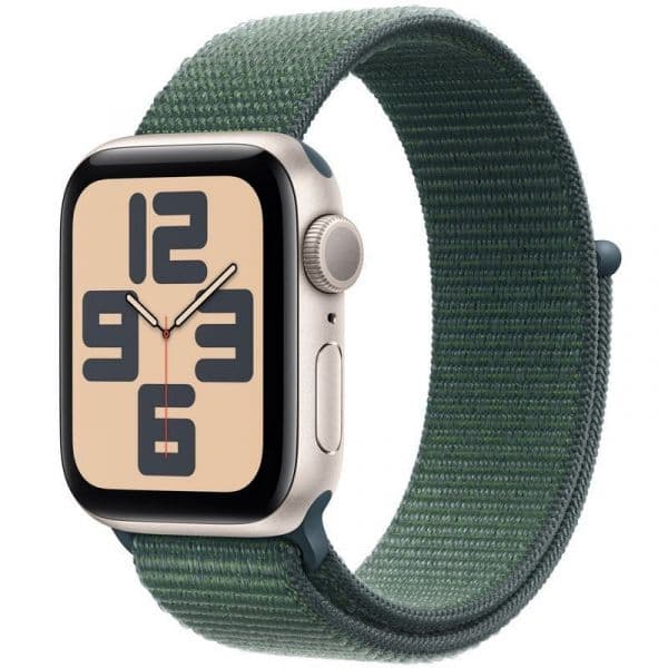 Apple Watch SE (2024) GPS 40mm Alumínio Starlight c/ Bracelete Desportiva Loop Lake Green