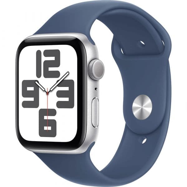 Apple Watch SE (2024) GPS 44mm Alumínio Silver c/ Bracelete Desportiva Denim - Small/Medium