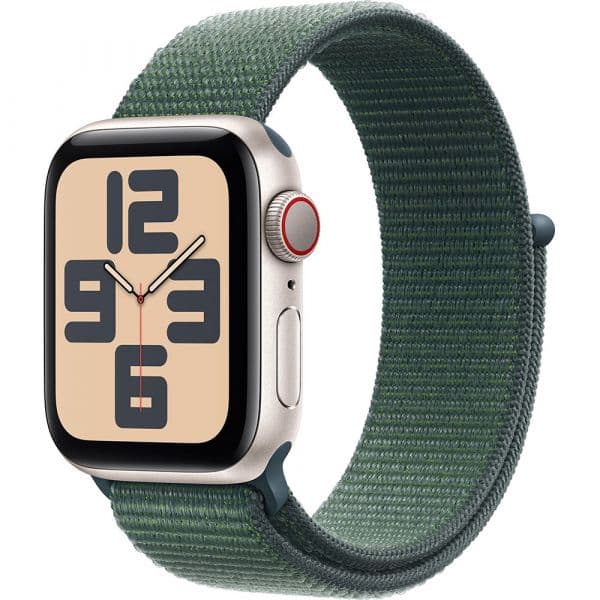 Apple Watch SE (2024) GPS+Cellular 40mm Alumínio Starlight c/ Bracelete Loop Lake Green