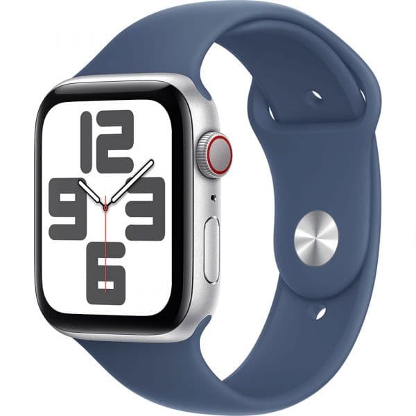 Apple Watch SE (2024) GPS+Cellular 44mm Alumínio Silver c/ Bracelete Desportiva Denim - Small/Medium