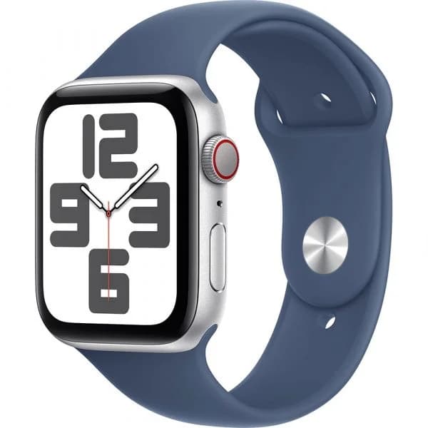 Apple Watch SE (2024) GPS+Cellular 44mm Alumínio Silver c/ Bracelete Desportiva Denim - Medium/Large