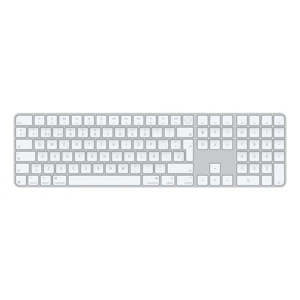 Teclado Apple Magic com Touch ID, Teclado Numérico, Sem Fios, QWERTY Espanhol, Branco e Prateado