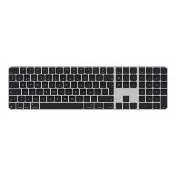 Teclado Apple Magic Keyboard Touch ID Numérico Silicon Bluetooth Prateado/Preto