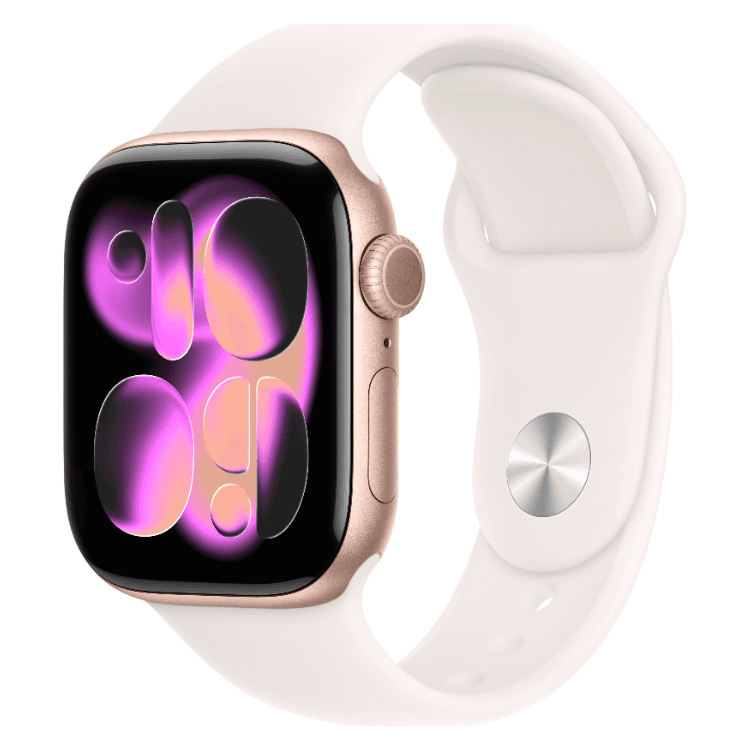 Smartwatch Apple Watch Series 11 GPS 46mm Alumínio Rosa Dourado c/ Bracelete Desportiva Rosa - S/M