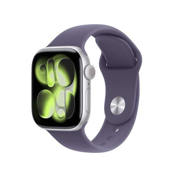 Apple Watch Series 11 GPS + Cellular 42mm Alumínio Prateado c/ Bracelete Desportiva Roxo Névoa M/L
