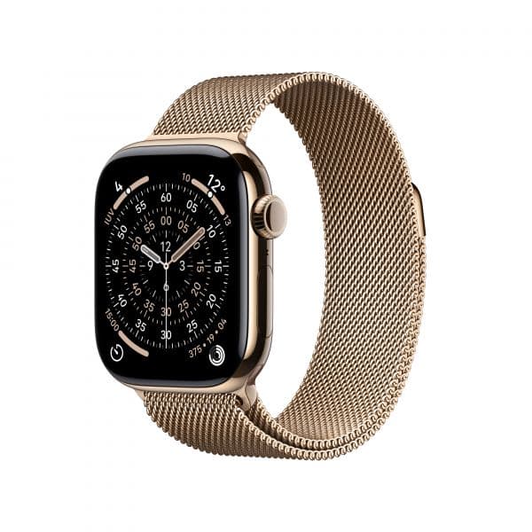 Apple Watch Series 11 GPS + Cellular 42mm Titânio Dourado c/ Bracelete Loop Milanesa Dourado
