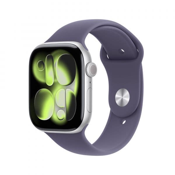Apple Watch Series 11 GPS + Cellular 46mm Alumínio Prateado c/ Bracelete Desportiva Roxo Névoa M/L