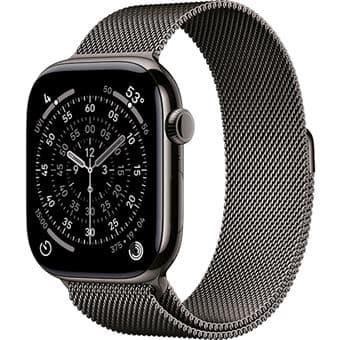 Apple Watch Series 11 GPS + Cellular 46mm Titânio Ardósia c/ Bracelete Loop Milanesa Aço Inoxidável Ardósia S/M