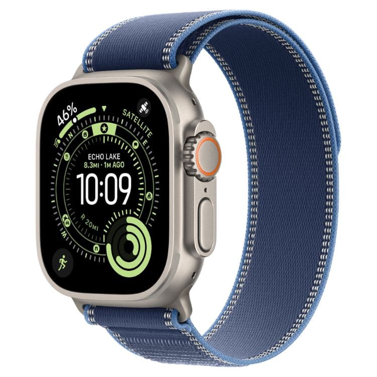 Apple Watch Ultra 3 GPS + Cellular 49mm Titânio Natural c/ Bracelete Loop Trail Azul/Azul-Vivo - S/M