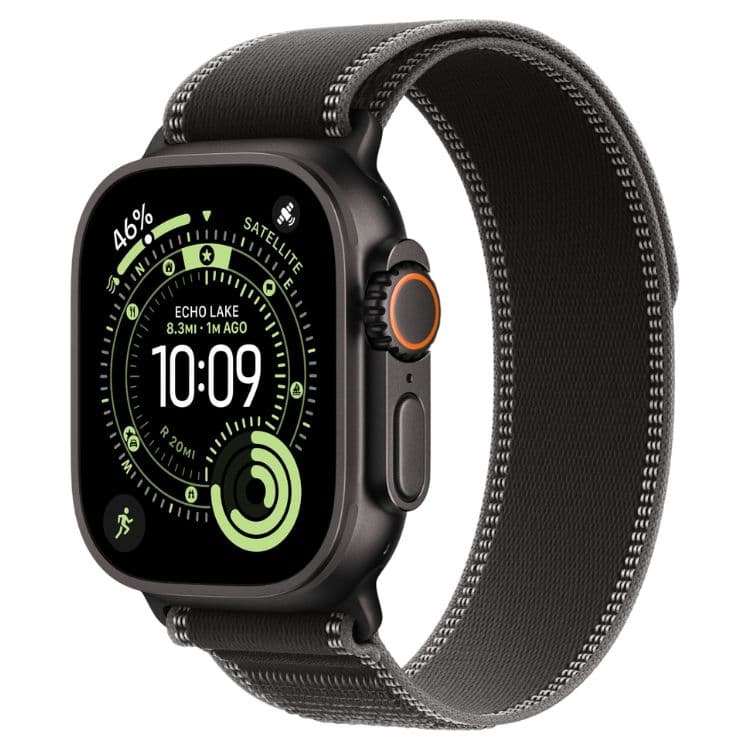 Apple Watch Ultra 3 GPS + Cellular 49mm Titânio Preto c/ Bracelete Loop Trail Preto/Carvão M/L