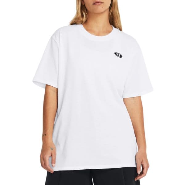Under Armour T-shirt Heavyweight Embroidered Patch Boyfriend Oversized 1383045-100 L Branco