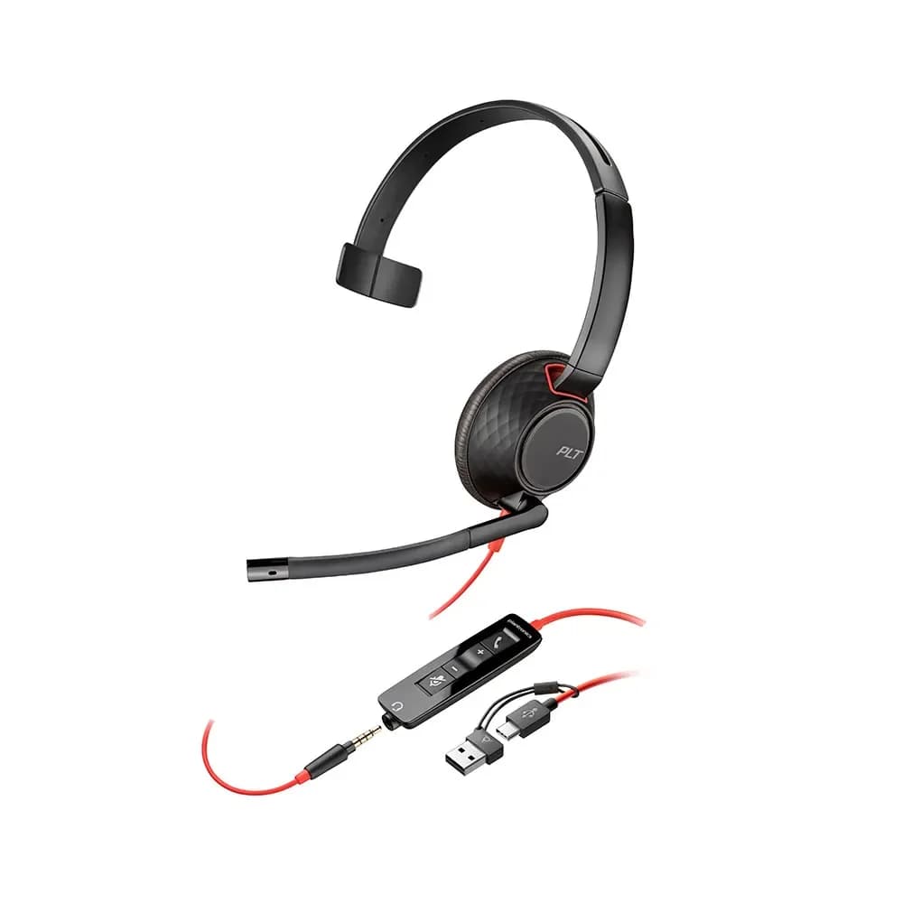 Poly Blackwire 5210 Monaural com 3.5mm/USB-C/USB