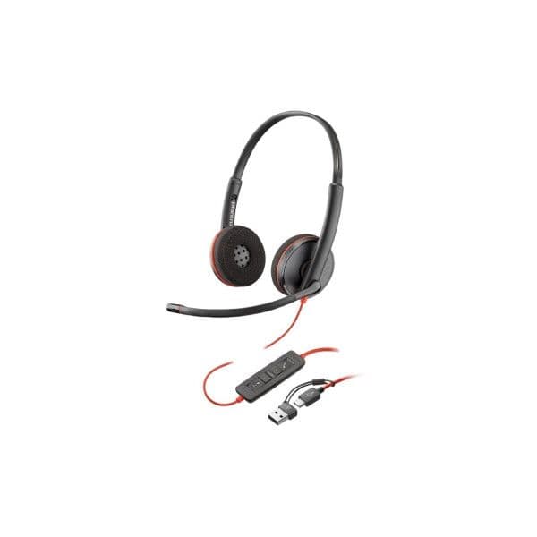 HP Poly Blackwire 3220 Estéreo com USB-C e Adaptador USB-A