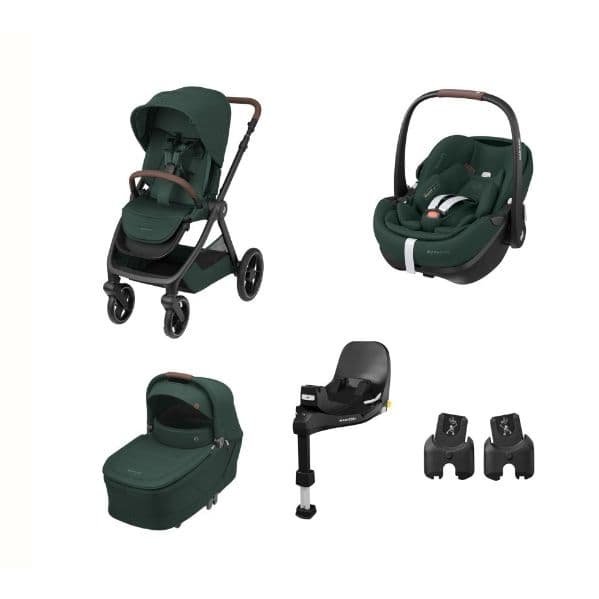 Trio Maxi-Cosi Oxford Plus + Pebble 360 Pro 2 + Adaptadores + Alcofa Sense + FamilyFix 360 Pro Twillic Green