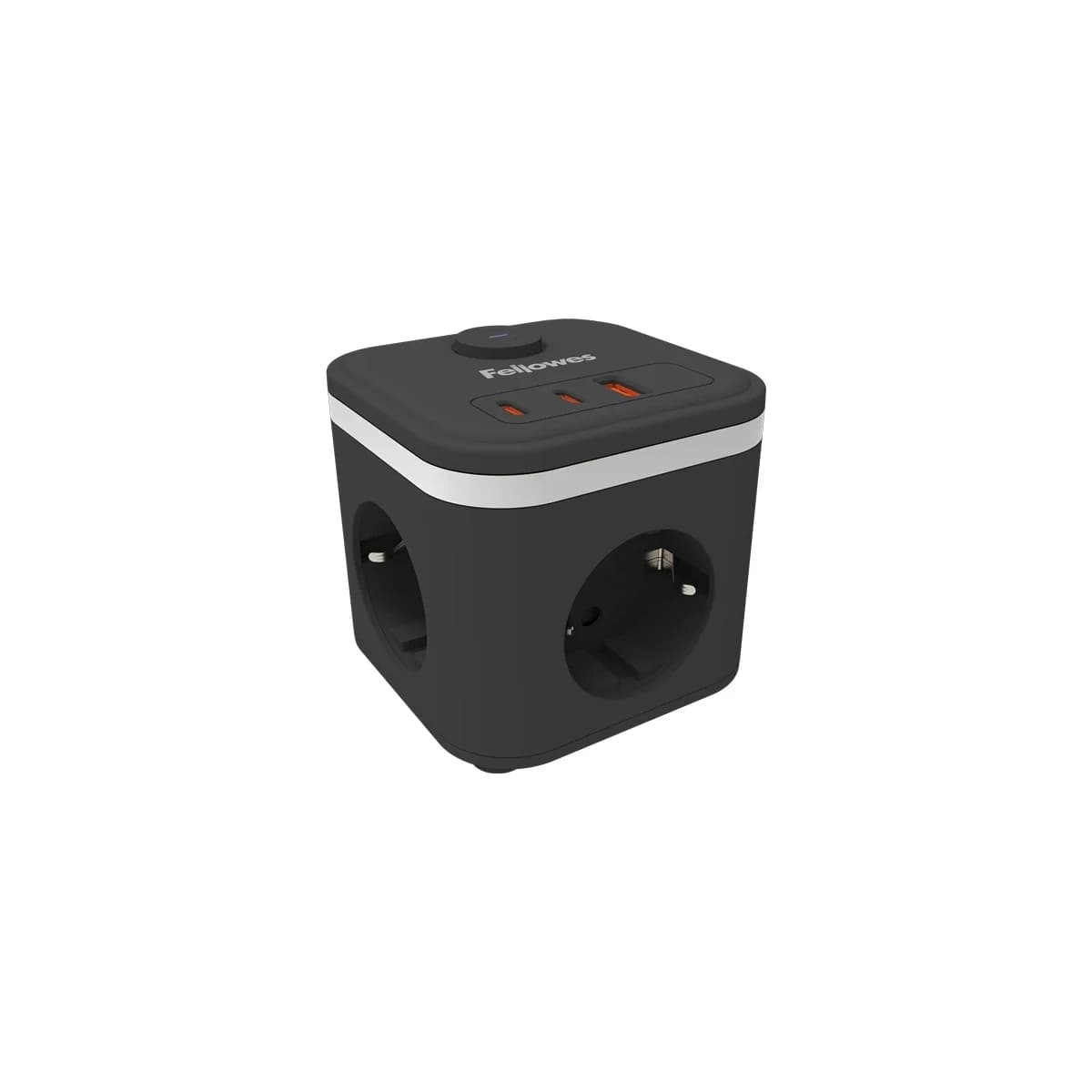 Fellowes Power Cube 3 Tomadas 1 USB-A 2 USB Tipo-C 2m Preto