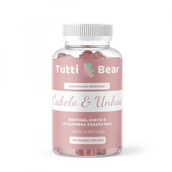 Tutti Bear Gomas para o Crescimento do Cabelo Morango 60 Gomas