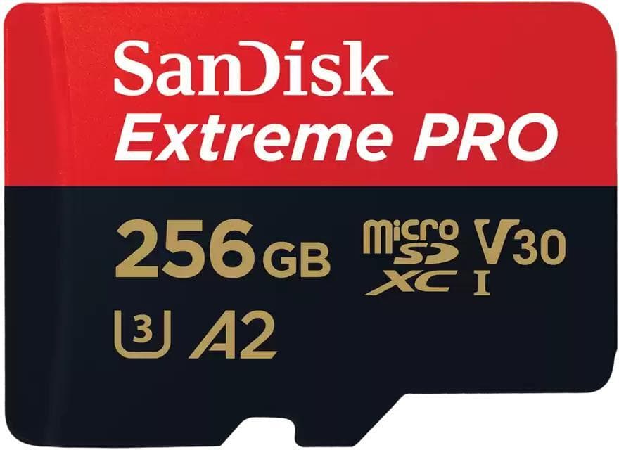 SanDisk Extreme Pro Microsdxc 256GB + Sd Adapter + 2 Years Rescuepro Deluxe Up To 200MB/s & 140MB/s Read/write Speeds A2 C10 V30 Uhs-i U3 - TSDSQXCD-256G-GN6MA