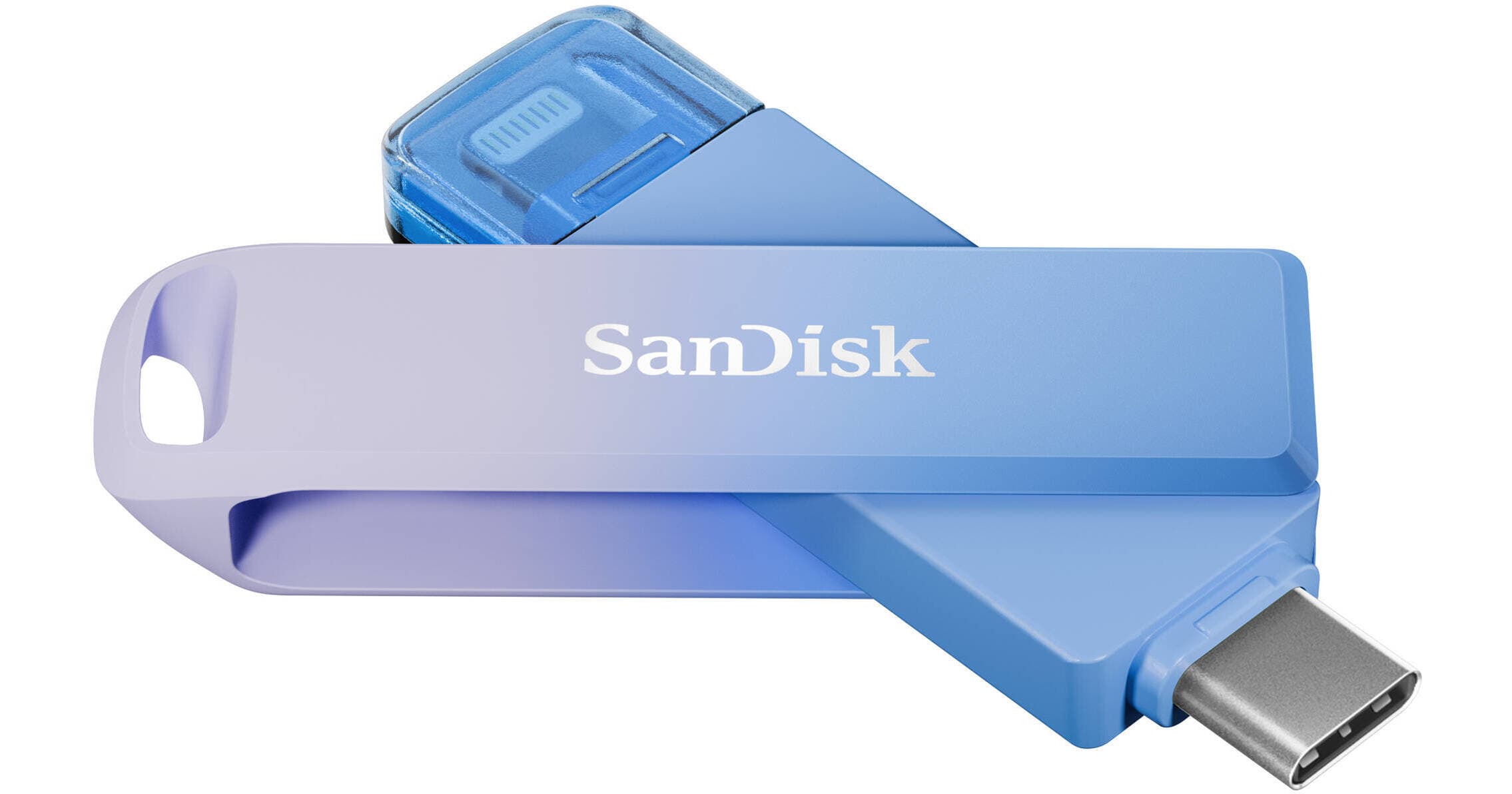 Unidade Flash USB Sandisk Creator Phone Drive 256GB USB Type-C Lightning Azul Lila