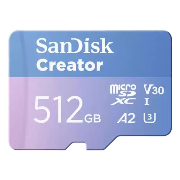 SanDisk 512GB Creator microSDXC UHS-I A2 U3 V30 com Adaptador