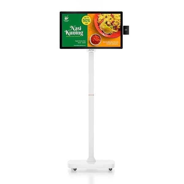 AVPos Kiosko Autoservicio Suelo CD24 - 24 Pulgadas Tactil - I3 10th - 8GB Memoria - SSD 256GB - Escaner 2D - WIFI - Color Blanco y Negro