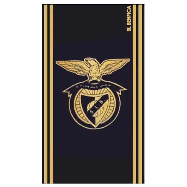 Toalha de Praia Microfibra Licenciada Sport Lisboa e Benfica Preta e Dourada